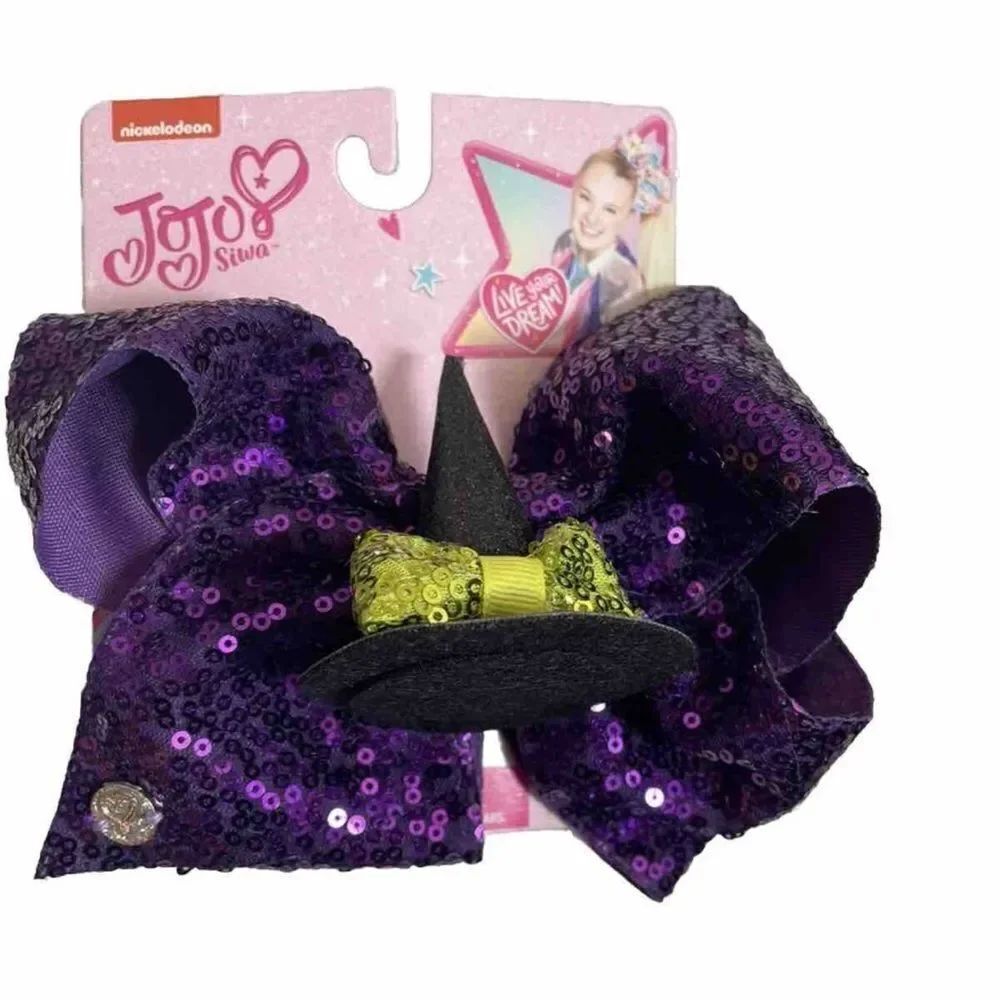 Jojo Siwa Witch Hat Hair Bow Sequins Purple-Halloween